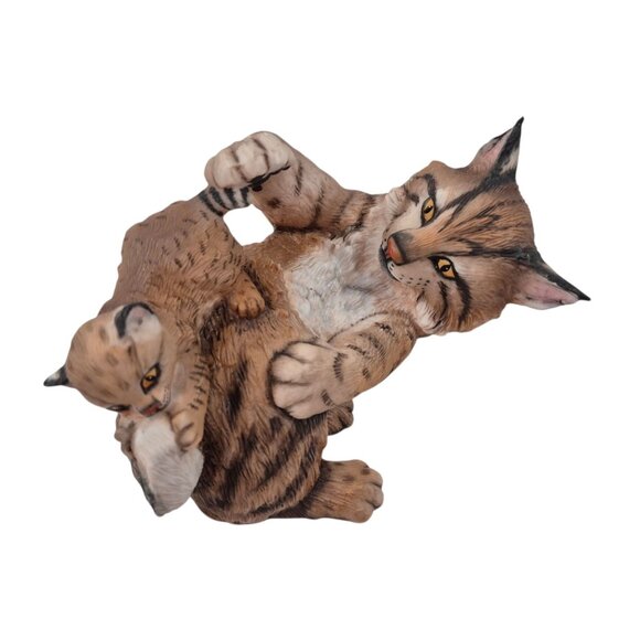 Playful Morning Lynx Cat And Kitten Porcelain Figurine Nicholas Wilson National - Picture 8 of 10